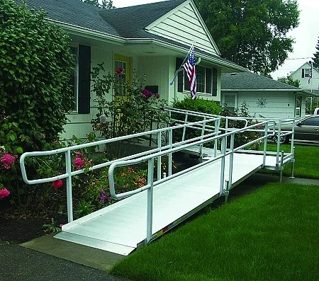 Access ramp with American flag