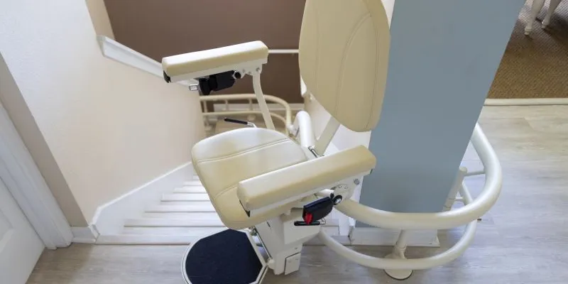 Curved stairlift installed in home